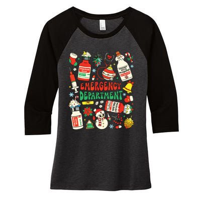 Christmas Er Nurse Emergency Department Er Ed Nurse Tech Women's Tri-Blend 3/4-Sleeve Raglan Shirt