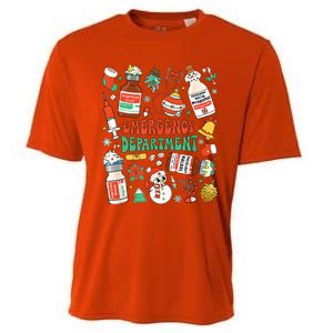 Christmas ER Nurse Emergency Department ER Ed Nurse Tech Cooling Performance Crew T-Shirt