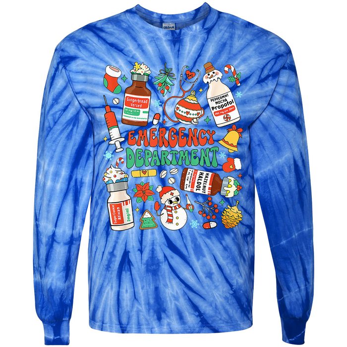 Christmas ER Nurse Emergency Department ER Ed Nurse Tech Tie-Dye Long Sleeve Shirt