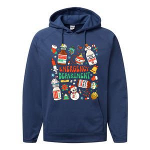 Christmas ER Nurse Emergency Department ER Ed Nurse Tech Performance Fleece Hoodie