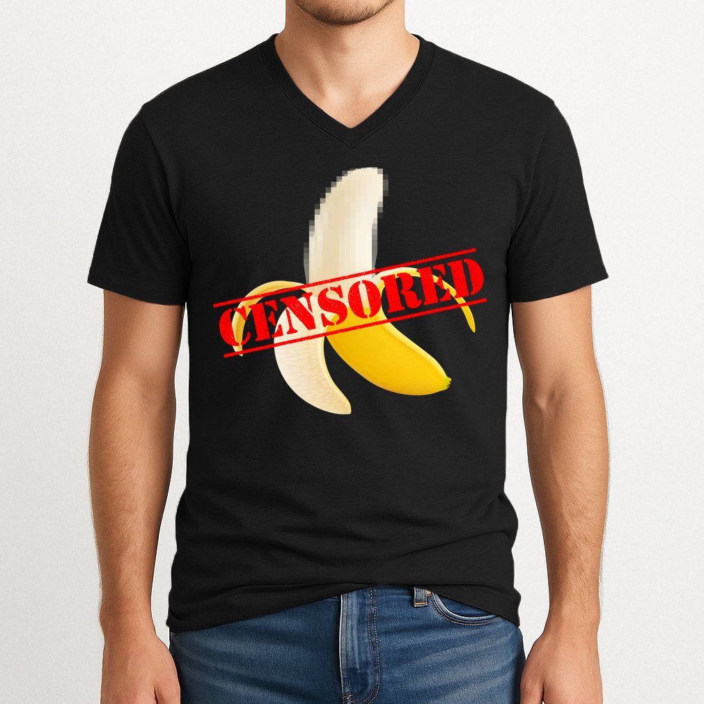 Censored Naked Banana V-Neck T-Shirt