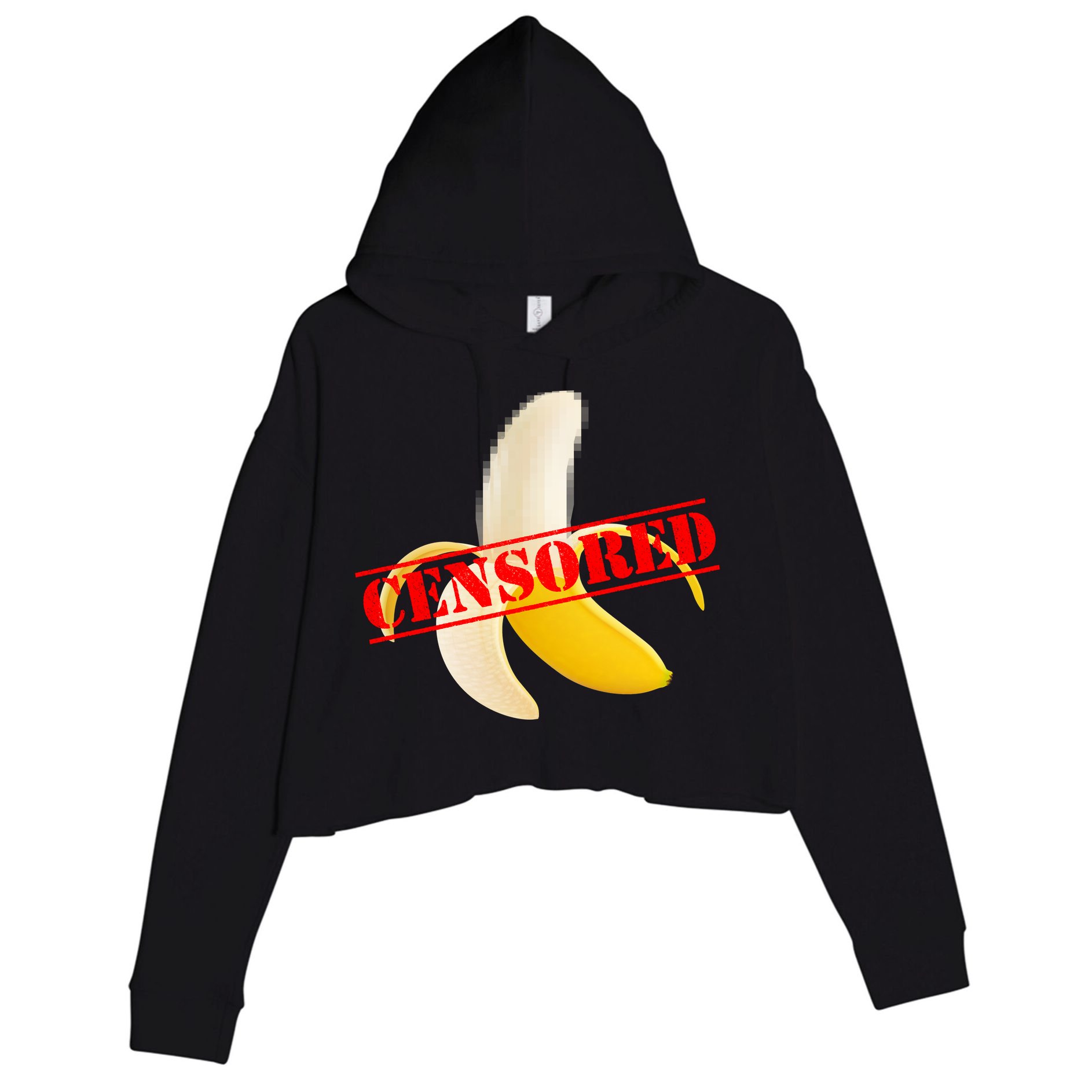 Censored Naked Banana Crop Fleece Hoodie
