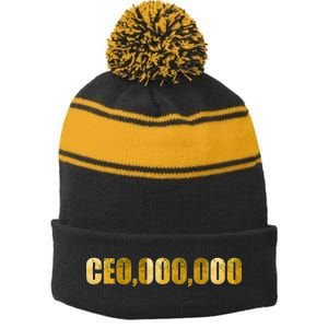 CEO,000,000 Entrepreneur Limited Edition Stripe Pom Pom Beanie