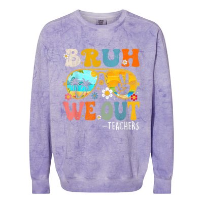 Cute End Of School Year Teacher Summer Bruh We Out Teachers Colorblast Crewneck Sweatshirt