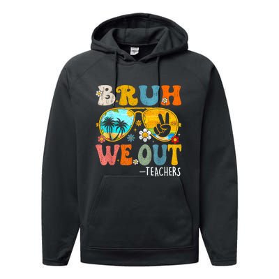 Cute End Of School Year Teacher Summer Bruh We Out Teachers Performance Fleece Hoodie