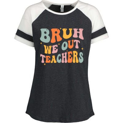 Cute End Of School Year Teacher Summer Bruh We Out Teachers Enza Ladies Jersey Colorblock Tee