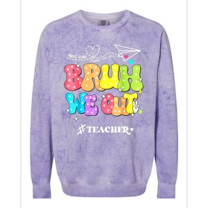 Cute End Of School Year Groovy Summer Bruh We Out Teachers Gift Colorblast Crewneck Sweatshirt