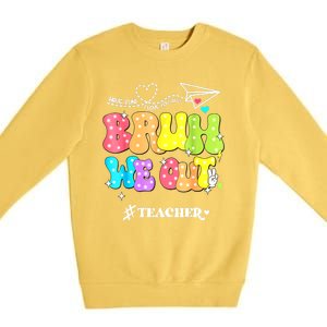 Cute End Of School Year Groovy Summer Bruh We Out Teachers Gift Premium Crewneck Sweatshirt