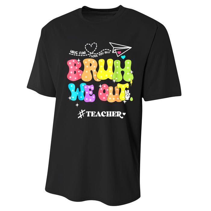 Cute End Of School Year Groovy Summer Bruh We Out Teachers Gift Performance Sprint T-Shirt