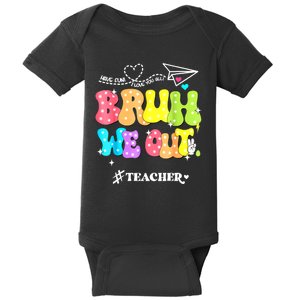 Cute End Of School Year Groovy Summer Bruh We Out Teachers Gift Baby Bodysuit