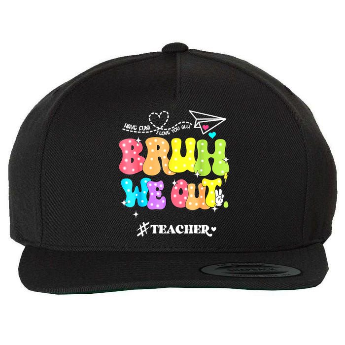 Cute End Of School Year Groovy Summer Bruh We Out Teachers Gift Wool Snapback Cap