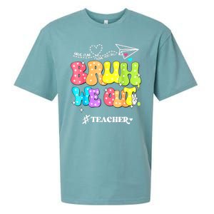 Cute End Of School Year Groovy Summer Bruh We Out Teachers Gift Sueded Cloud Jersey T-Shirt