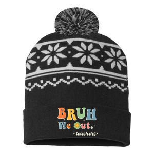 Cute End Of School Year Teacher Summer Bruh We Out Teachers USA-Made Snowflake Beanie