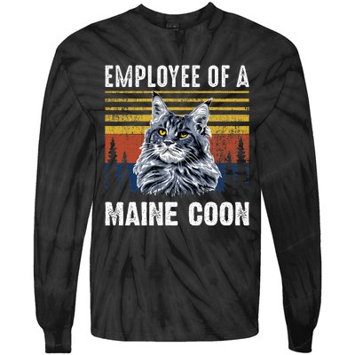 Cat Employee Of A Mine Coon Tie-Dye Long Sleeve Shirt