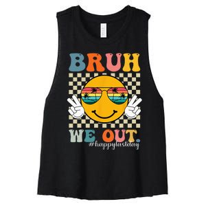 Cute End Of School Year Teacher Summer Bruh We Out Teachers Women's Racerback Cropped Tank