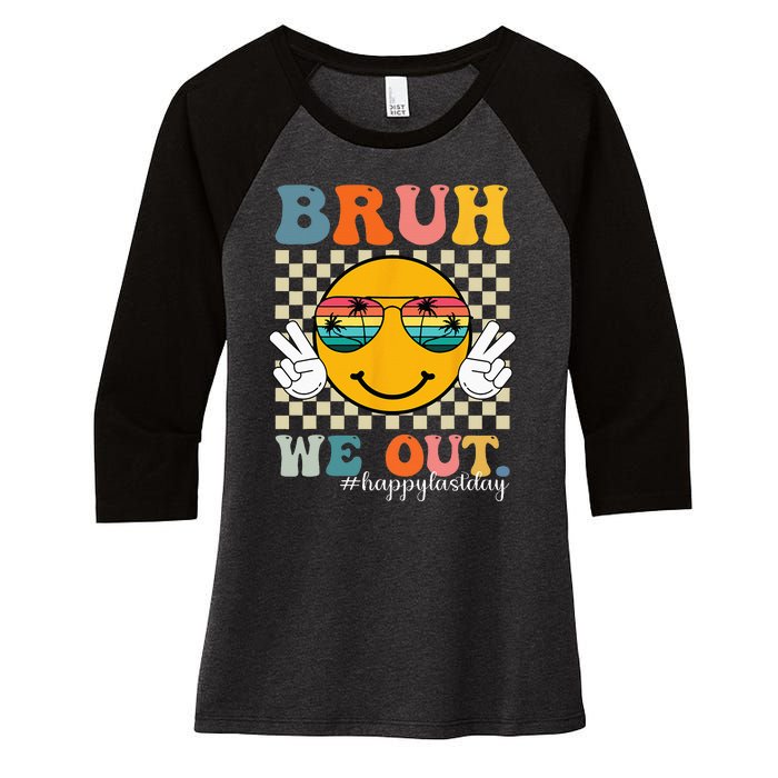 Cute End Of School Year Teacher Summer Bruh We Out Teachers Women's Tri-Blend 3/4-Sleeve Raglan Shirt