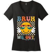 Cute End Of School Year Teacher Summer Bruh We Out Teachers Women's V-Neck T-Shirt