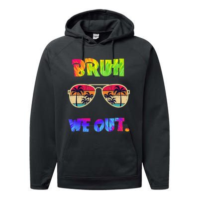 Cute End Of School Year Teacher Summer Bruh We Out Teachers Performance Fleece Hoodie