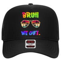 Cute End Of School Year Teacher Summer Bruh We Out Teachers High Crown Mesh Back Trucker Hat