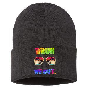 Cute End Of School Year Teacher Summer Bruh We Out Teachers Sustainable Knit Beanie