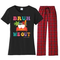 Cute End Of School Year Teacher Summer Bruh We Out Teachers Women's Flannel Pajama Set