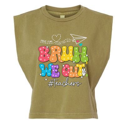 Cute End Of School Year Groovy Summer Bruh We Out Teachers Garment-Dyed Women's Muscle Tee