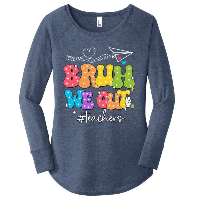 Cute End Of School Year Groovy Summer Bruh We Out Teachers Women's Perfect Tri Tunic Long Sleeve Shirt