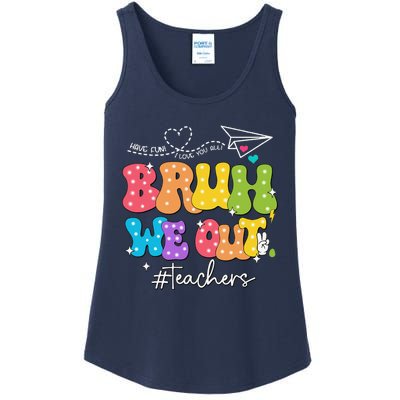 Cute End Of School Year Groovy Summer Bruh We Out Teachers Ladies Essential Tank