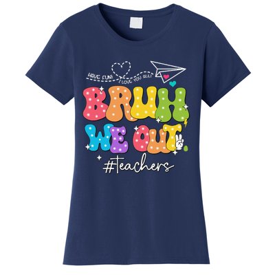 Cute End Of School Year Groovy Summer Bruh We Out Teachers Women's T-Shirt