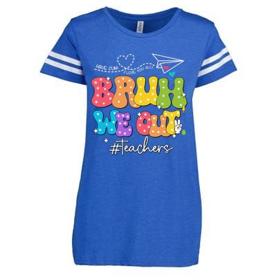 Cute End Of School Year Groovy Summer Bruh We Out Teachers Enza Ladies Jersey Football T-Shirt