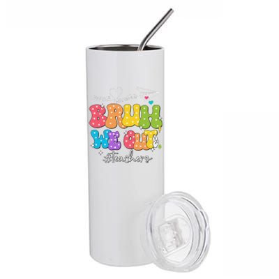 Cute End Of School Year Groovy Summer Bruh We Out Teachers Stainless Steel Tumbler