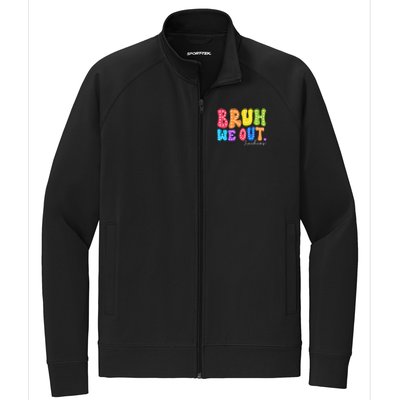 Cute End Of School Year Groovy Summer Bruh We Out Teachers Stretch Full-Zip Cadet Jacket