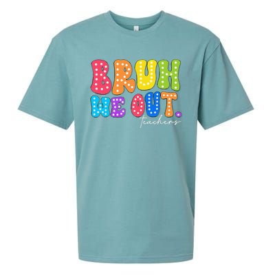 Cute End Of School Year Groovy Summer Bruh We Out Teachers Sueded Cloud Jersey T-Shirt