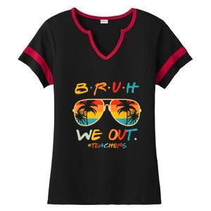 Cute End Of School Year Funny Glasse Summer Bruh We Out Teachers Gift Ladies Halftime Notch Neck Tee