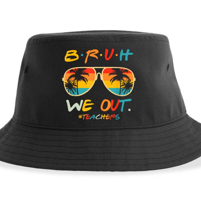 Cute End Of School Year Funny Glasse Summer Bruh We Out Teachers Gift Sustainable Bucket Hat