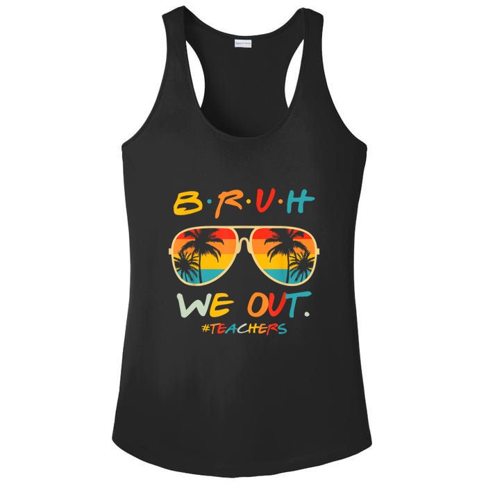 Cute End Of School Year Funny Glasse Summer Bruh We Out Teachers Gift Ladies PosiCharge Competitor Racerback Tank