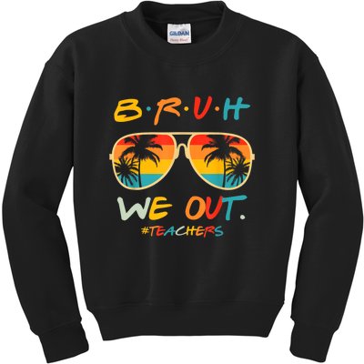 Cute End Of School Year Funny Glasse Summer Bruh We Out Teachers Gift Kids Sweatshirt