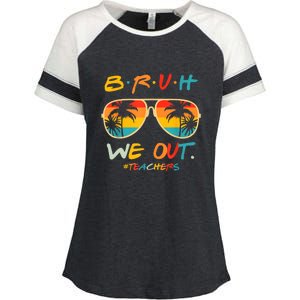 Cute End Of School Year Funny Glasse Summer Bruh We Out Teachers Gift Enza Ladies Jersey Colorblock Tee