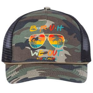 Cute End Of School Year Funny Glasse Summer Bruh We Out Teachers Gift Retro Rope Trucker Hat Cap