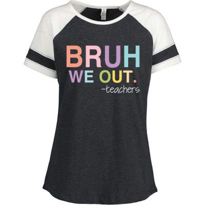 Cute End Of School Year Teacher Summer Bruh We Out Teachers Enza Ladies Jersey Colorblock Tee