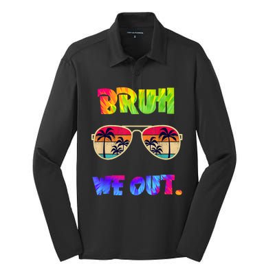 Cute End Of School Year Teacher Summer Bruh We Out Teachers Silk Touch Performance Long Sleeve Polo