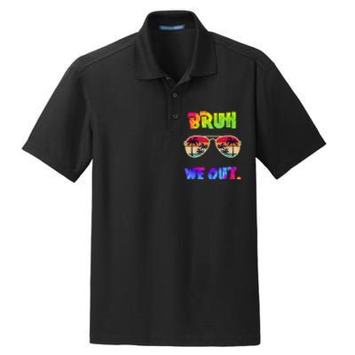 Cute End Of School Year Teacher Summer Bruh We Out Teachers Dry Zone Grid Polo