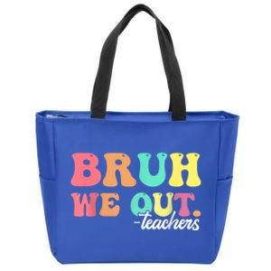 Cute End Of School Year Groovy Summer Bruh We Out Teachers Gift Zip Tote Bag