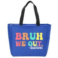 Cute End Of School Year Groovy Summer Bruh We Out Teachers Gift Zip Tote Bag