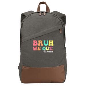 Cute End Of School Year Groovy Summer Bruh We Out Teachers Gift Cotton Canvas Backpack