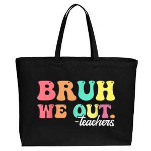 Cute End Of School Year Groovy Summer Bruh We Out Teachers Gift Cotton Canvas Jumbo Tote