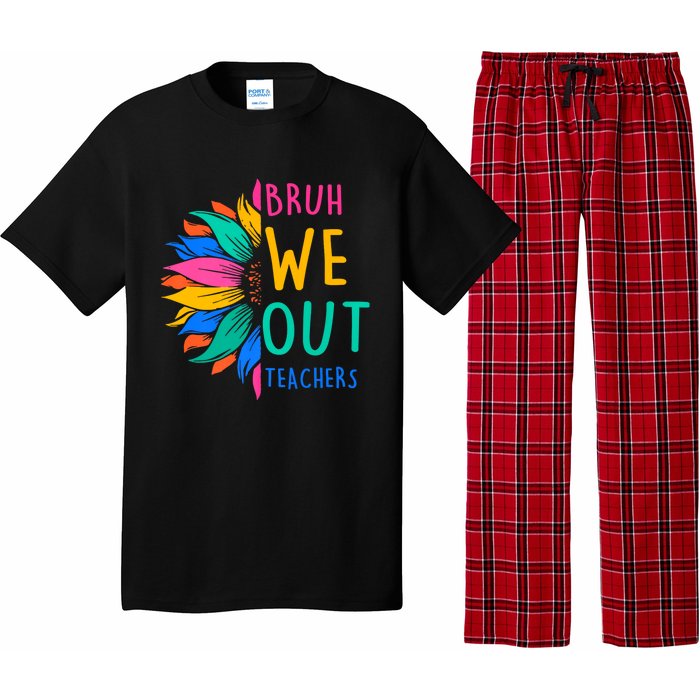 Cute End Of The School Year Bruh We Out Teachers Sunflower Pajama Set