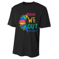 Cute End Of The School Year Bruh We Out Teachers Sunflower Performance Sprint T-Shirt