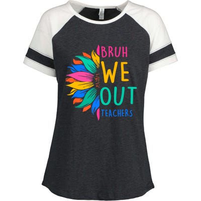 Cute End Of The School Year Bruh We Out Teachers Sunflower Enza Ladies Jersey Colorblock Tee