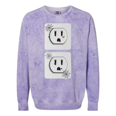 Cute Electrical Outlet Plug & Socket Funny Halloween Couples Colorblast Crewneck Sweatshirt